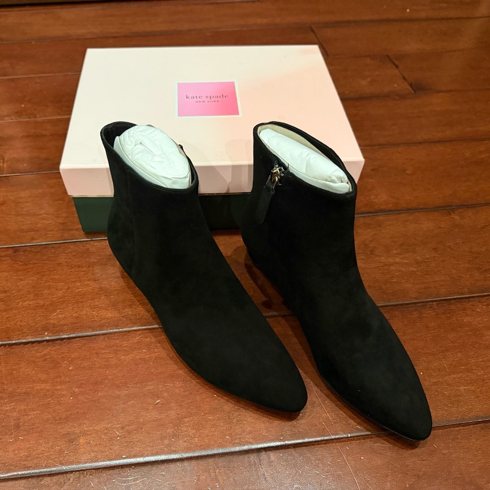 New Kate Spade Women's Black Leather Sydney Dress Booties Size 7.5B Narrow - Picture 6 of 16